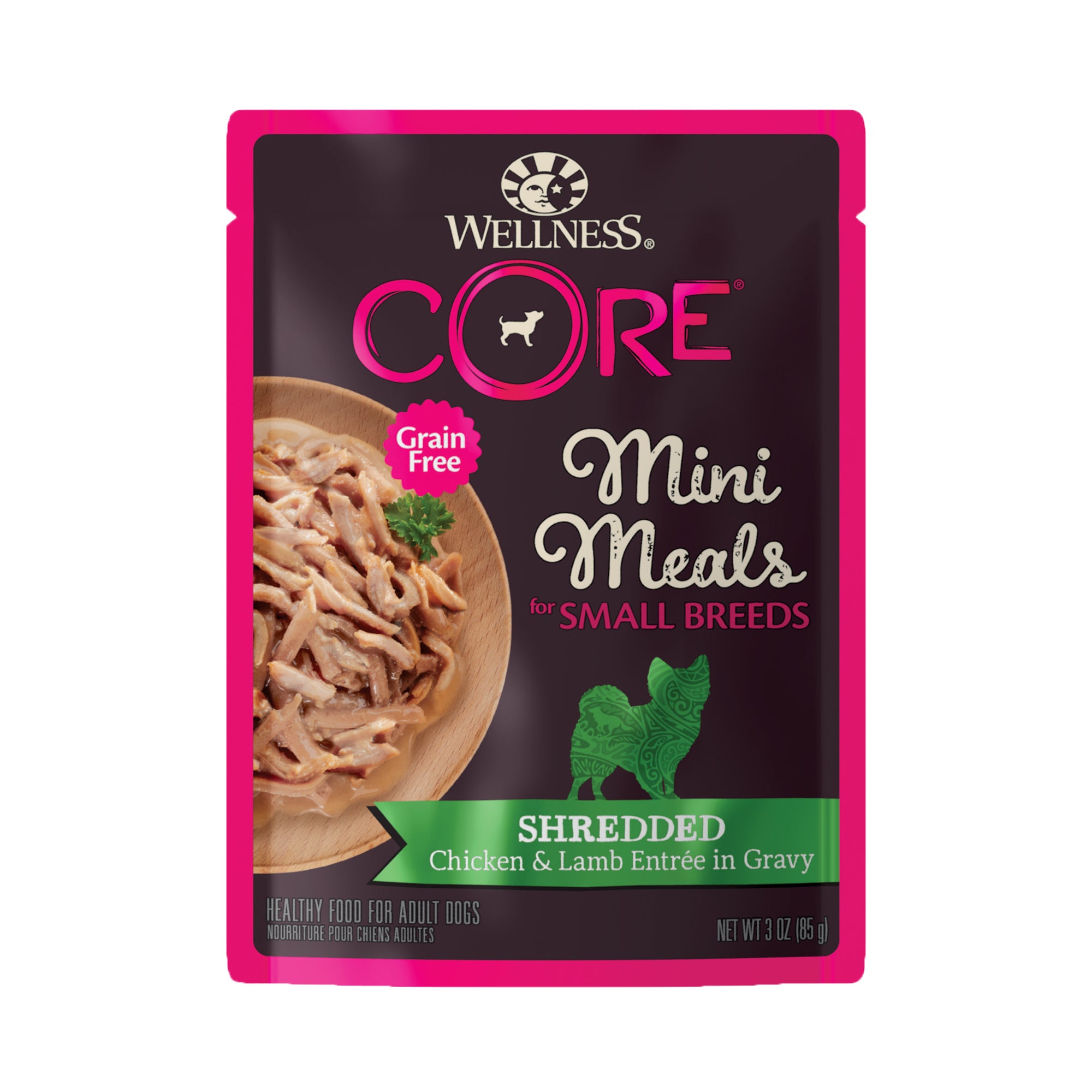 Wellness CORE Mini Meals Shredded Chicken & Lamb Entree In Gravy Grain-Free Pouch Wet Dog Food (3oz)