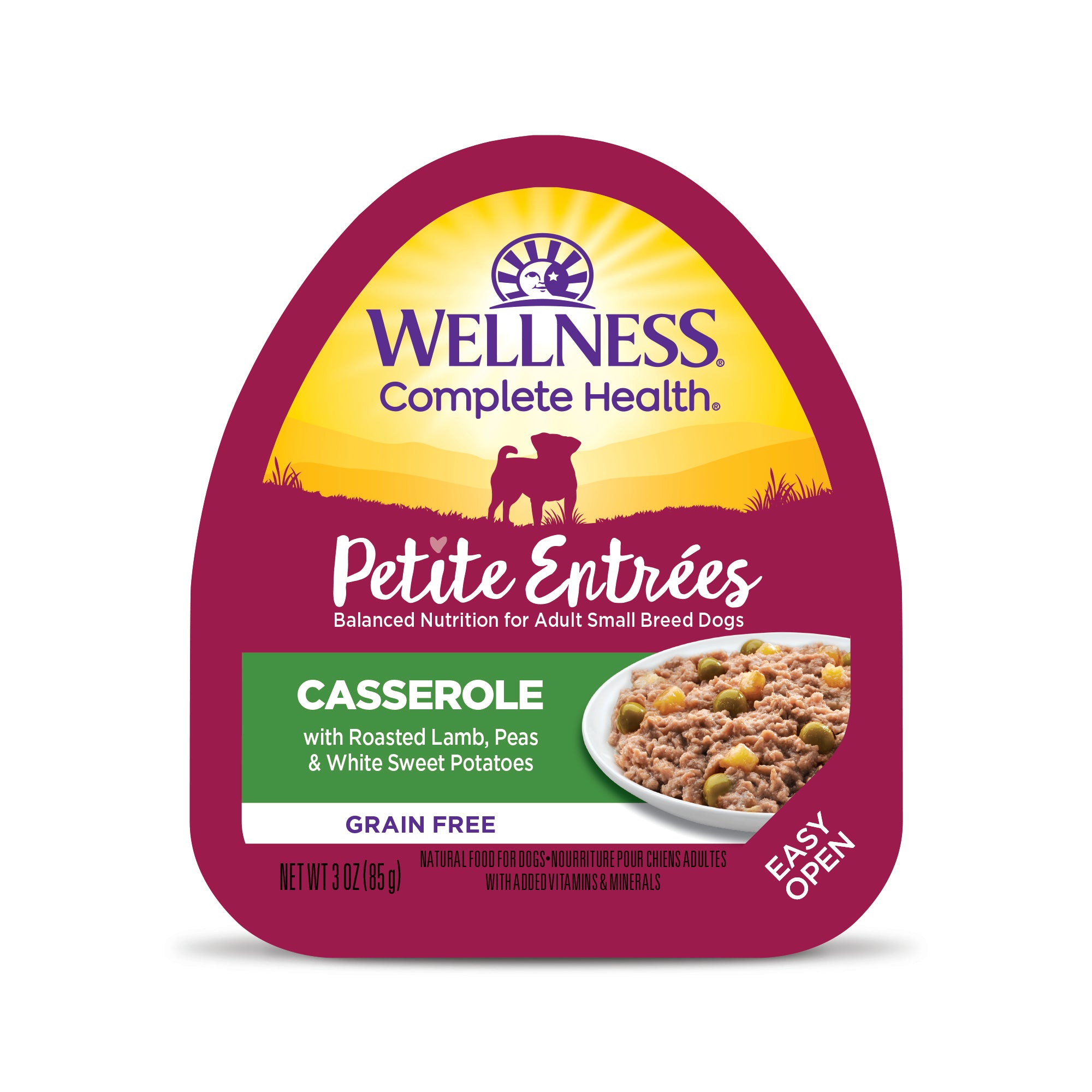 Wellness Petite Entrees Casserole Roasted Lamb Grain-Free Tray Dog Food (3oz)