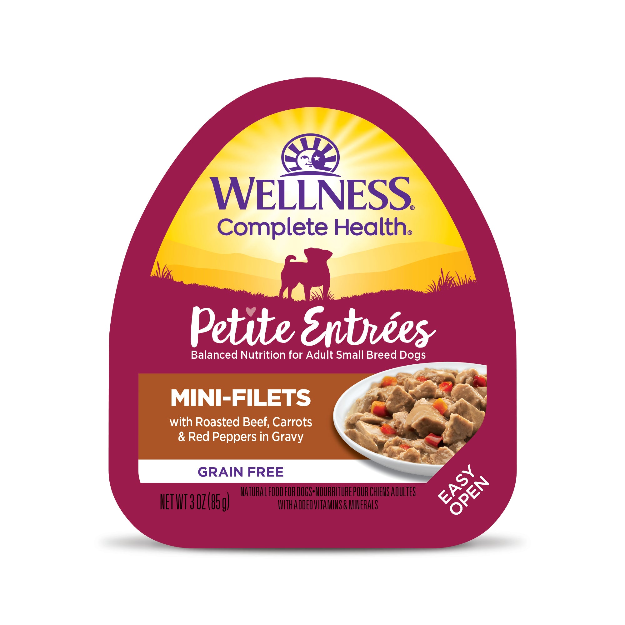 Wellness Petite Entrees Mini-Filets Roasted Beef in Gravy Grain-Free Tray Dog Food (3oz)