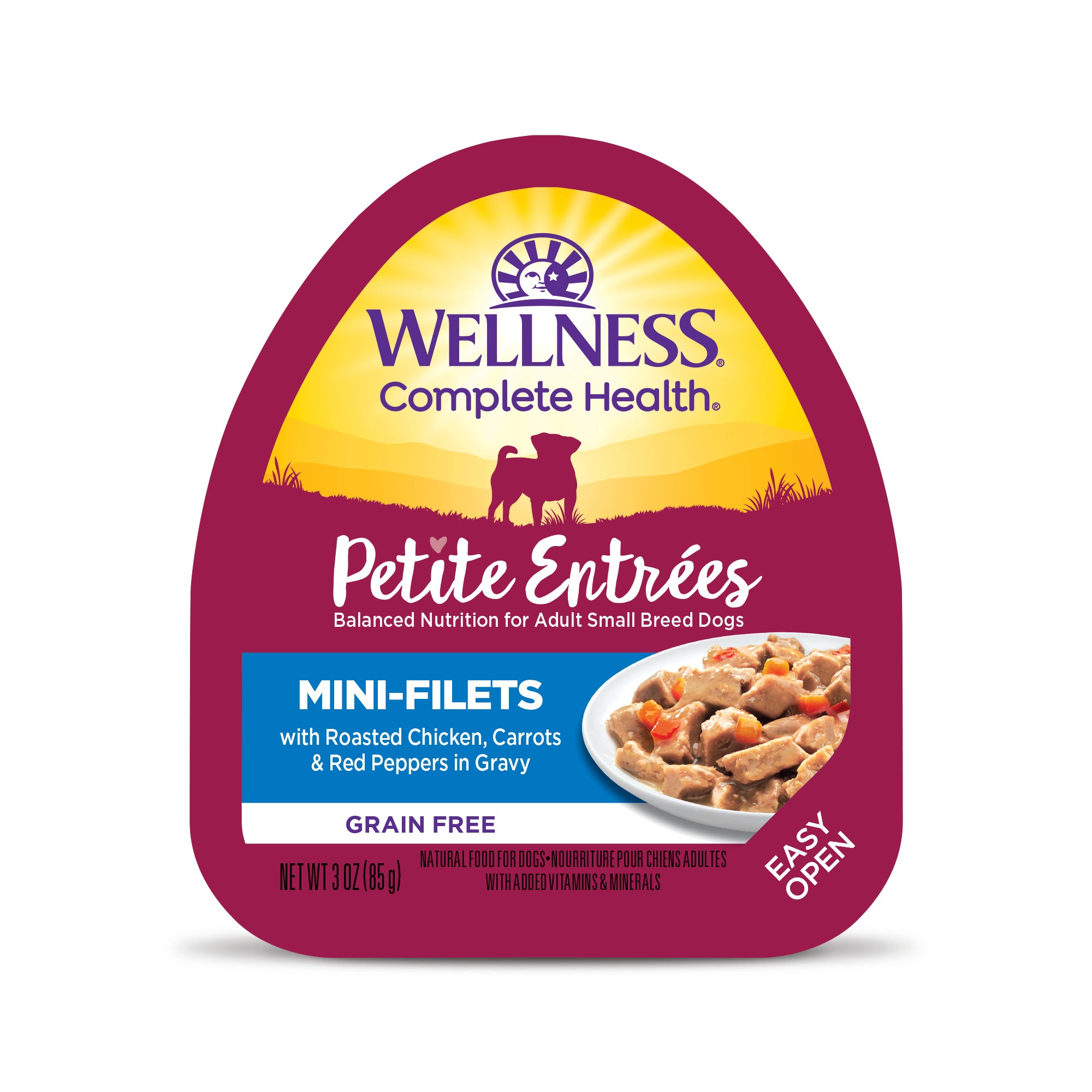 Wellness Petite Entrees Mini-Filets Roasted Chicken in Gravy Grain-Free Tray Dog Food (3oz)