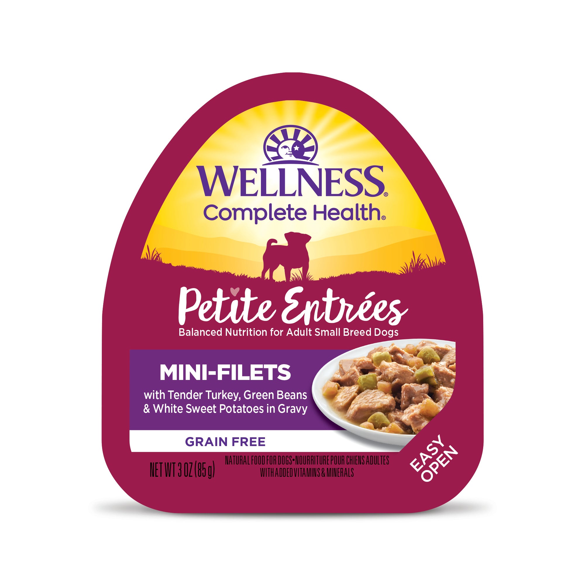 Wellness Petite Entrees Mini-Filets Tender Turkey in Gravy Grain-Free Tray Dog Food (3oz)