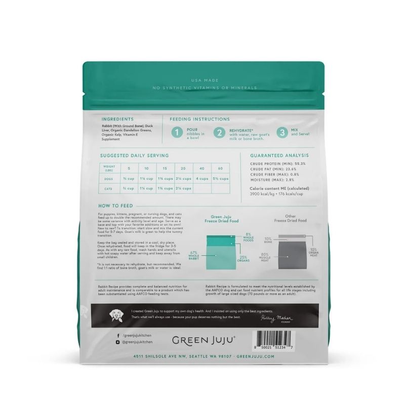 Rabbit Recipe with Duck Liver Freeze Dried Raw Dog Food