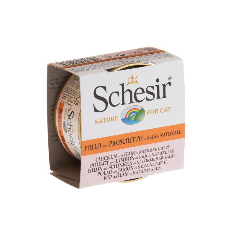 Schesir Chicken With Ham In Natural Gravy Grain-Free Adult Canned Cat Food (70g)