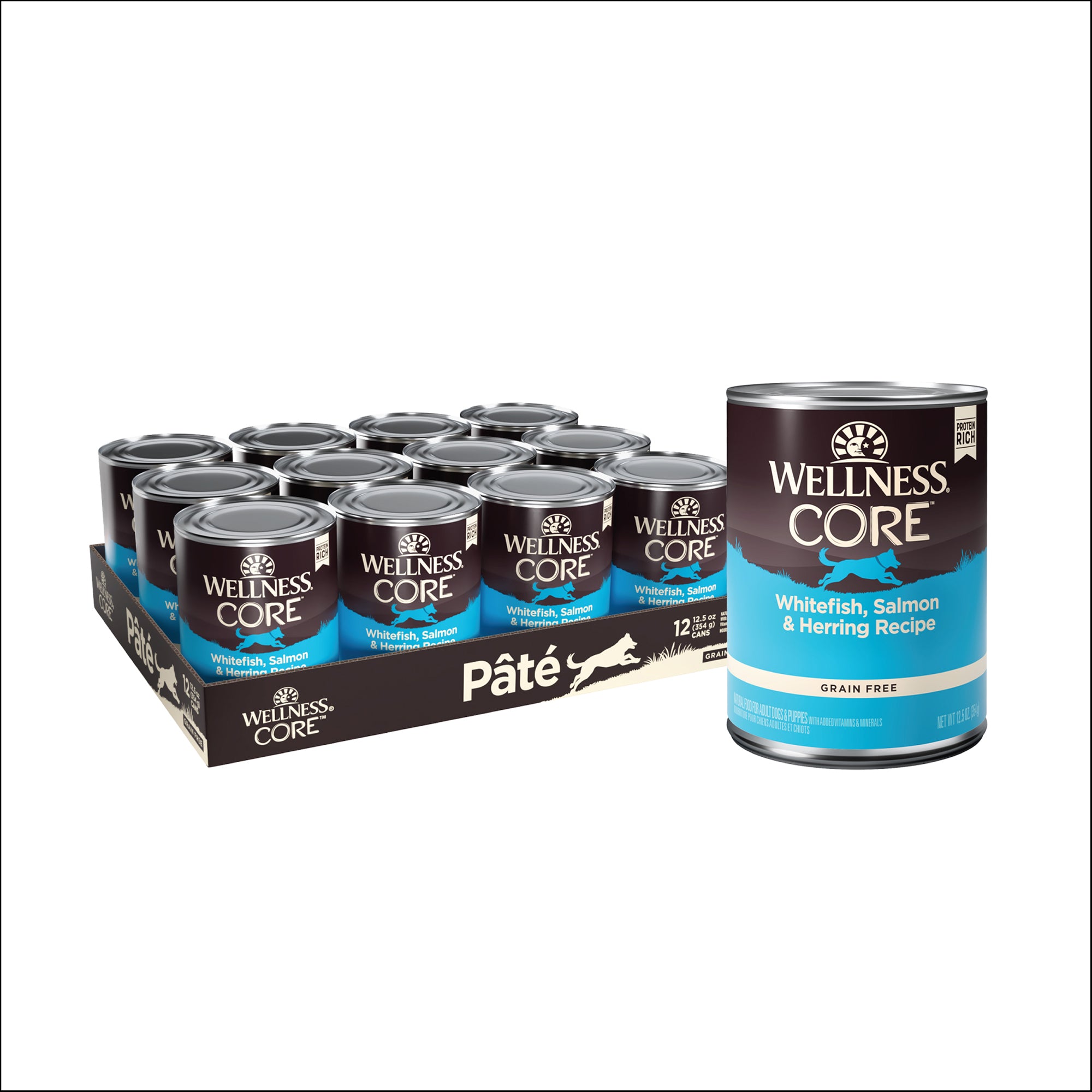 Wellness CORE Grain-Free Whitefish, Salmon & Herring Canned Wet Dog Food (12.5oz)