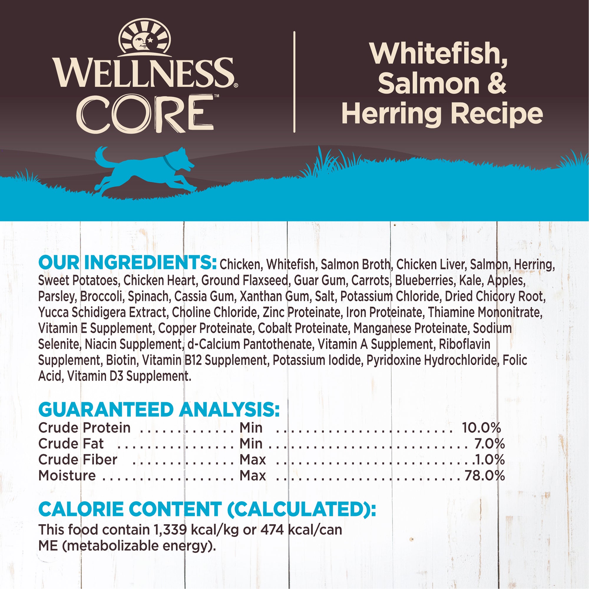 Wellness CORE Grain-Free Whitefish, Salmon & Herring Canned Wet Dog Food (12.5oz)