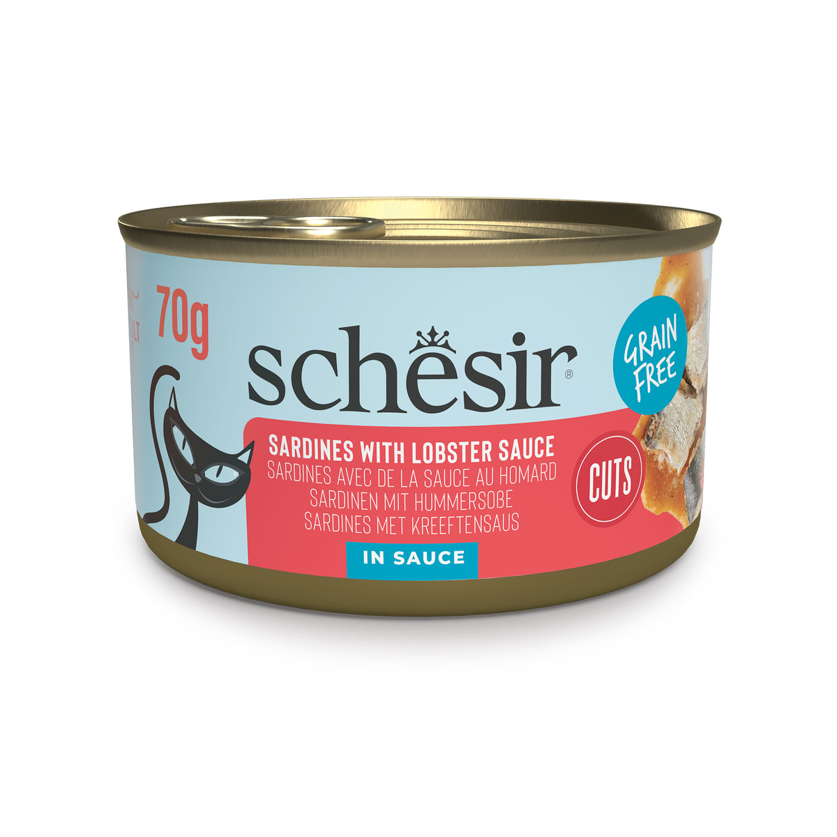 Schesir Grill Wholefood Canned Wet Cat Food | Sardines Fillets with Lobster in Sauce (70g)