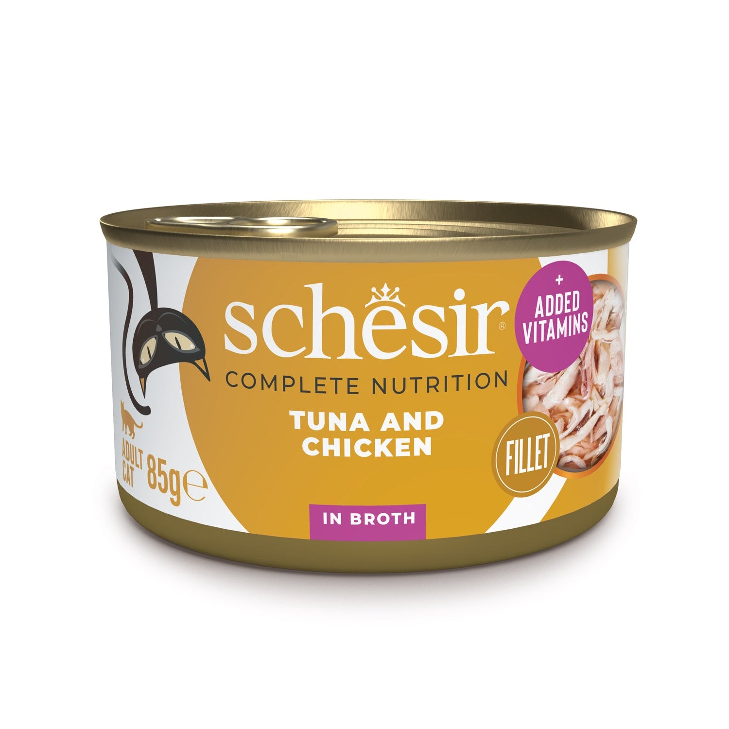 Schesir Tuna with Chicken in Broth Adult Canned Cat Food (85g)