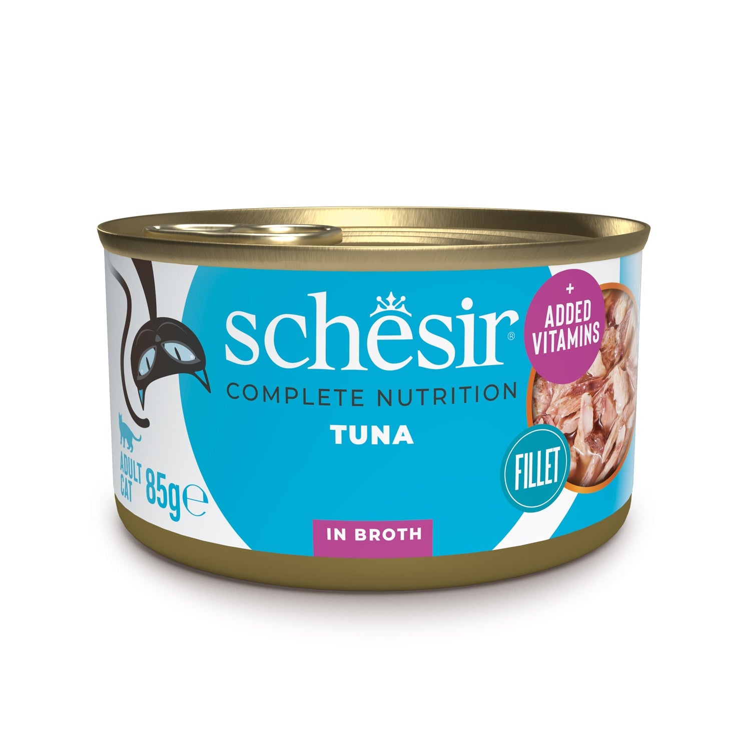 Schesir Tuna in Broth Adult Canned Cat Food (85g)