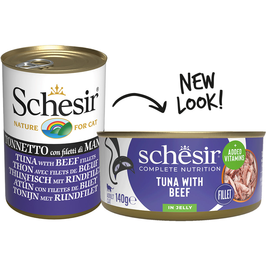 Schesir Tuna With Beef Fillets In Jelly Adult Canned Cat Food (140g)