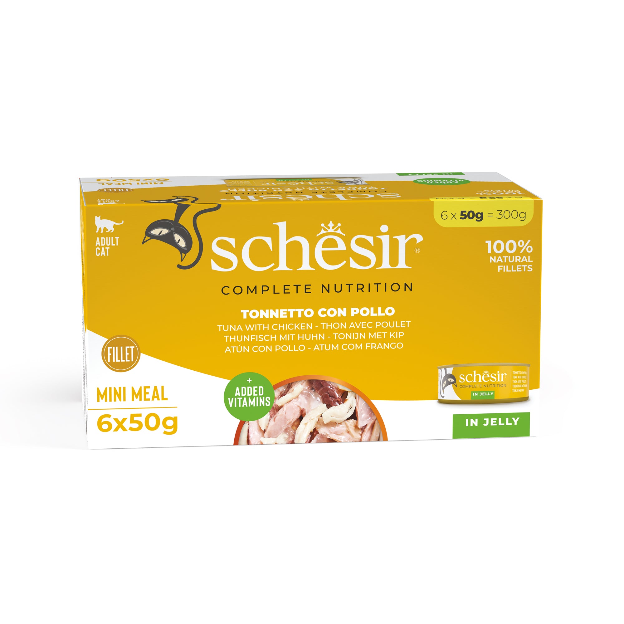 Schesir Mini Meals Tuna with Chicken Fillets in Jelly Adult Canned Cat Food (6 x 50g)
