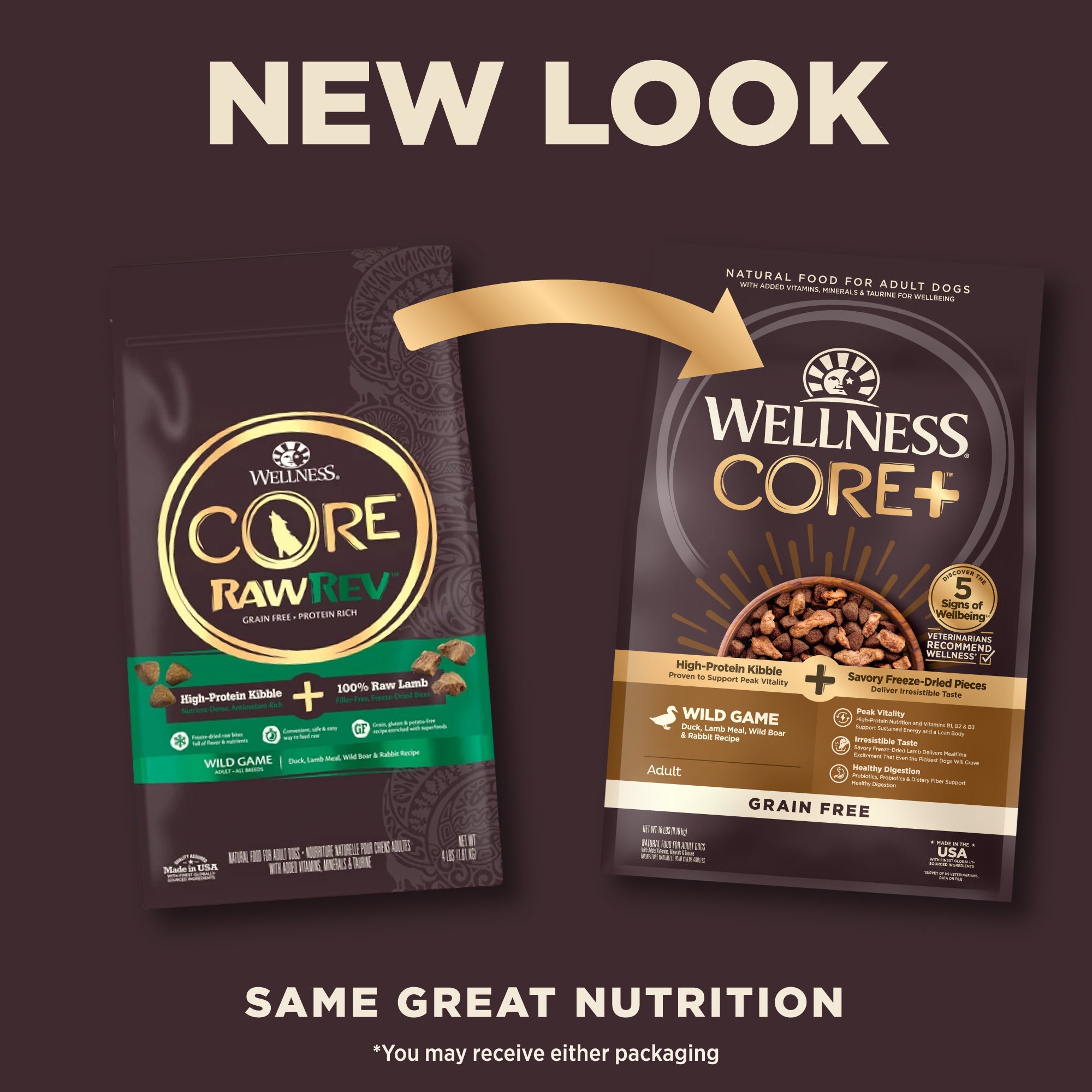 Wellness Core+ (formerly Rawrev) Wild Game With Freeze Dried Lamb Grain Free Dry Dog Food