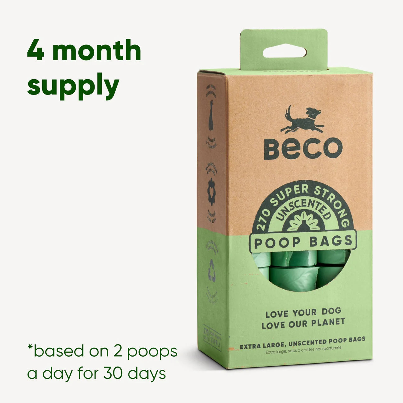 Beco Poop Bags – Leak-Proof, 100% Recycled Plastic (Unscented)