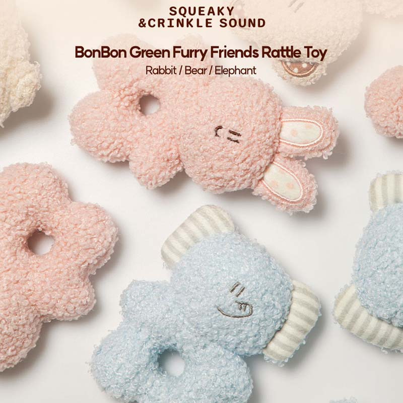 Bite Me BonBon Green Furry Friends Rattle Toy - CreatureLand