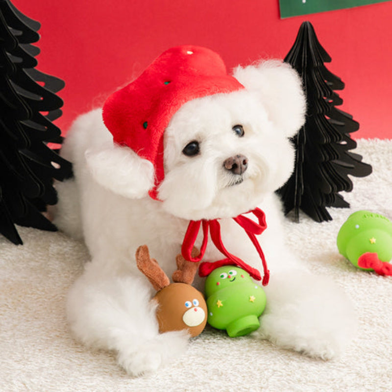 Furry Christmas Latex Dog Toy - Rudolph & Tree (Set of 2)