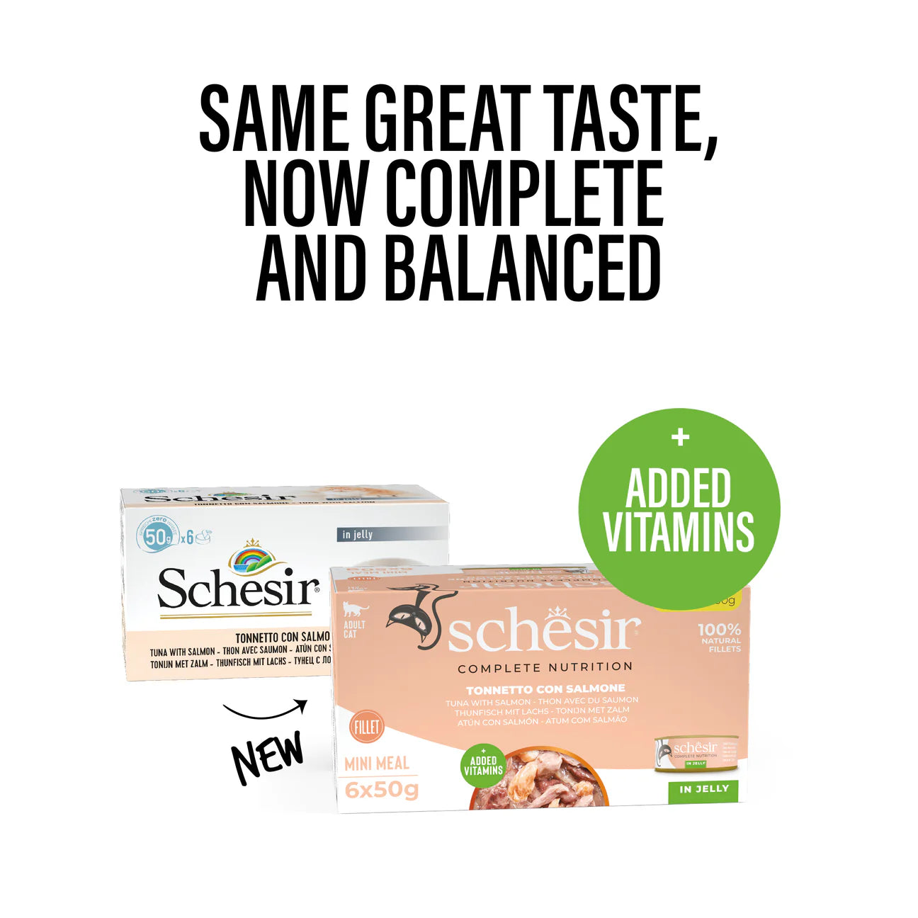 Schesir Mini Meals Tuna with Salmon in Jelly Adult Canned Cat Food (6 x 50g)