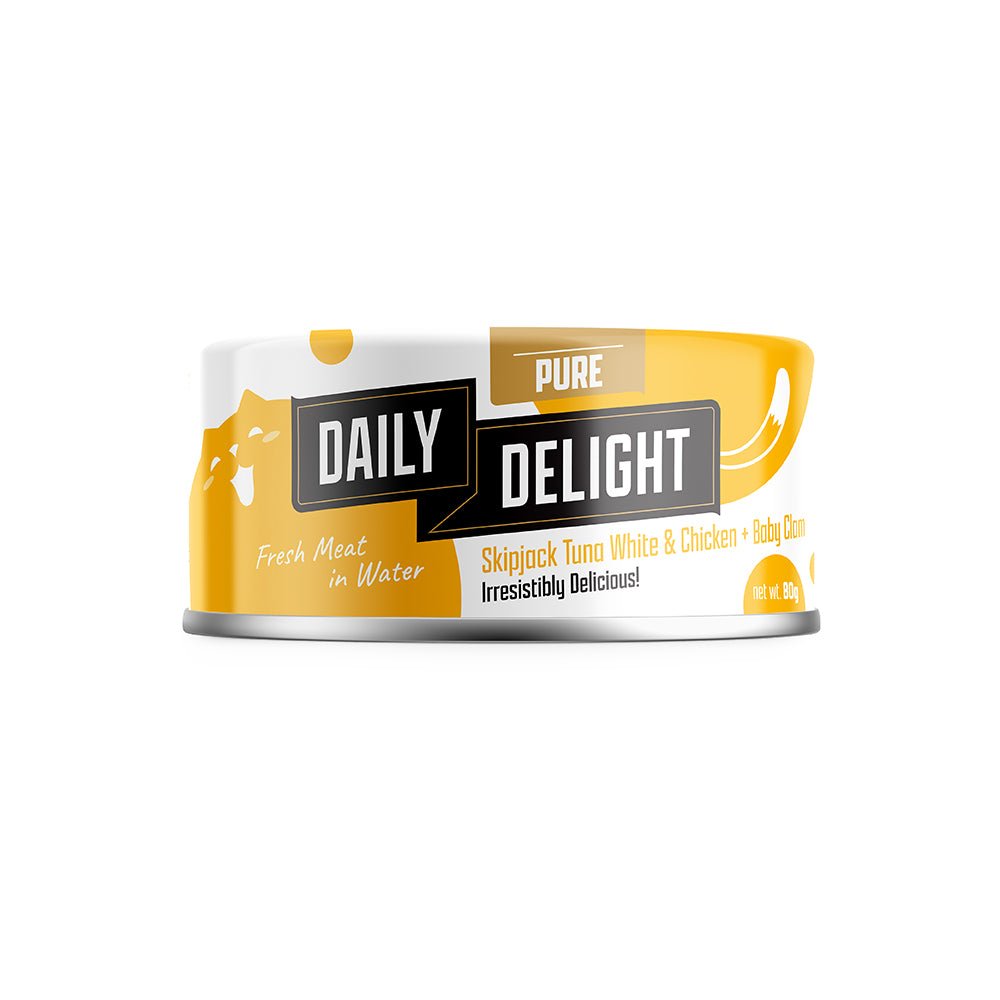 Daily Delight Pure Skipjack Tuna White & Chicken Wet Cat Food | Baby Clam (80g) - CreatureLand