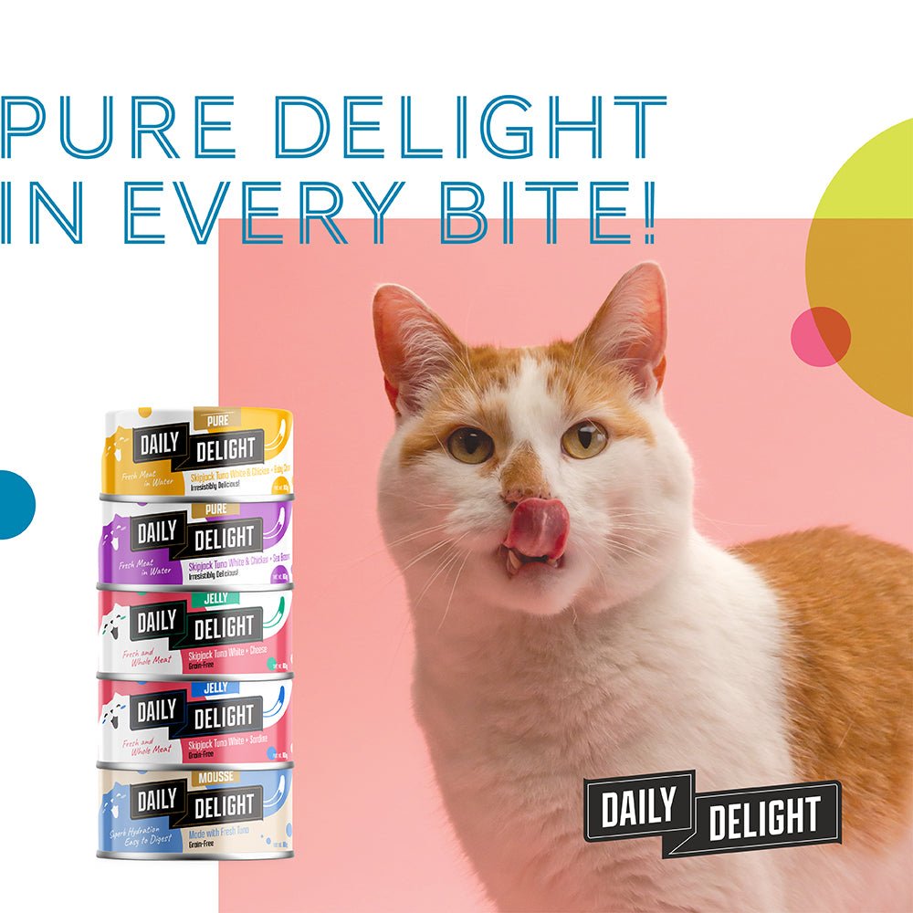Daily Delight Pure Skipjack Tuna White & Chicken Wet Cat Food | Baby Clam (80g) - CreatureLand