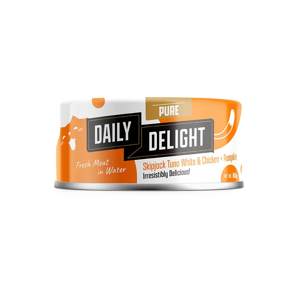 Daily Delight Pure Skipjack Tuna White & Chicken Wet Cat Food | Pumpkin (80g) - CreatureLand