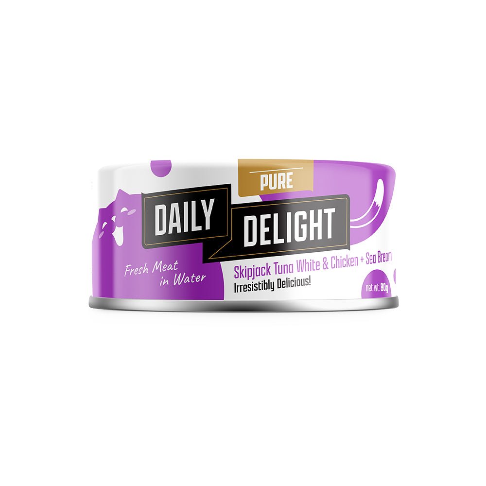 Daily Delight Pure Skipjack Tuna White & Chicken Wet Cat Food | Sea Bream (80g) - CreatureLand