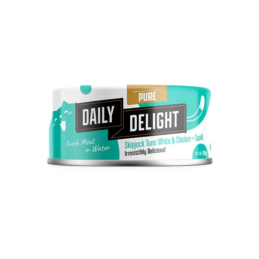 Daily Delight Pure Skipjack Tuna White & Chicken Wet Cat Food | Squid (80g) - CreatureLand