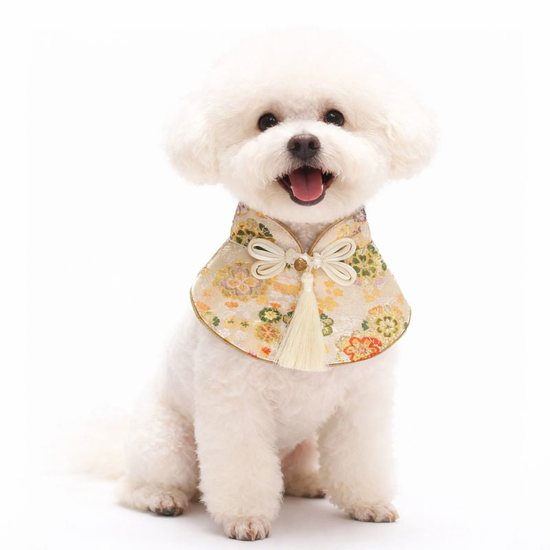 Fortune Charm Brocade Pet Cape (Yellow Flower)