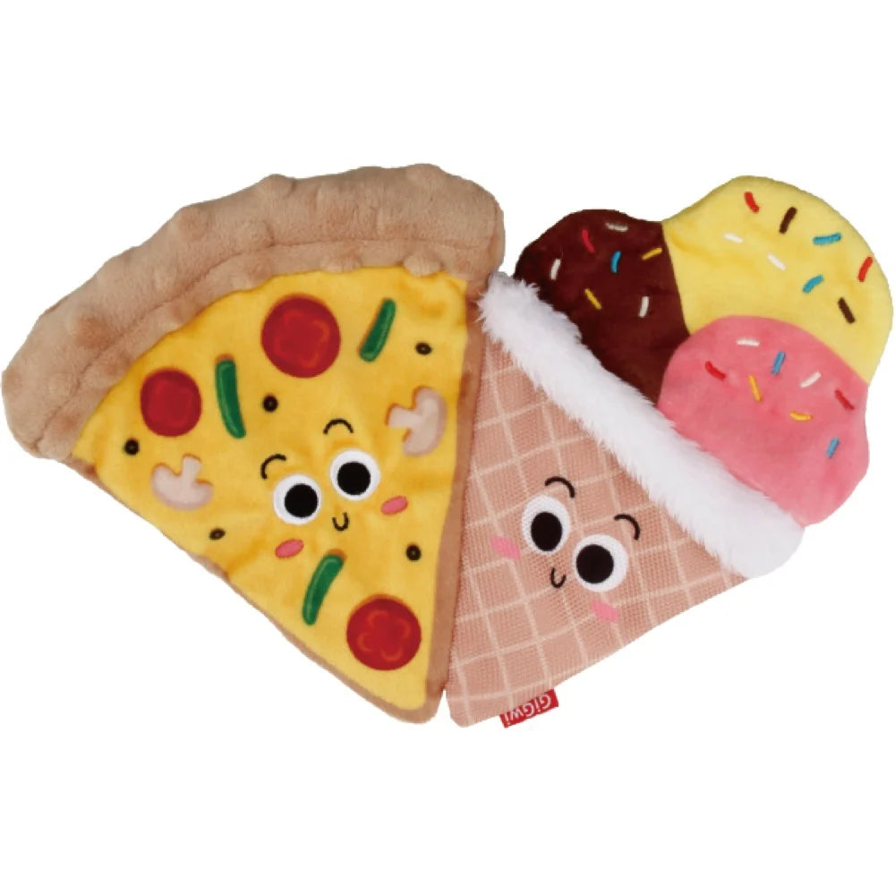 Foody Friendz Interactive Plush Dog Toy (Pizza & Ice Cream)