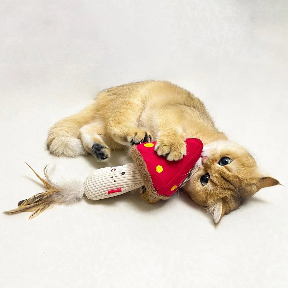 Gigwi Pet Meow Than 1 Catnip Plush Cat Toy | Mushroom Cap With Stem - CreatureLand