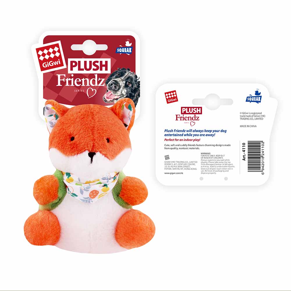 Plush Friendz Dog Toy | Fox with Backpack