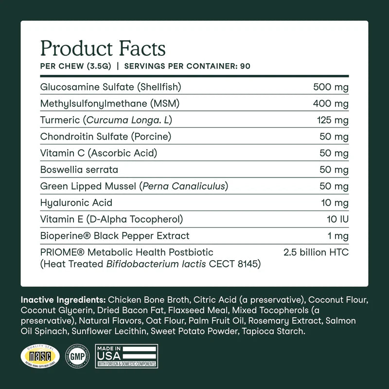 Hip + Joint Support For Dogs (90 Chews)