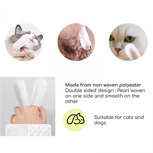 Pet Finger Cot Wipes For Dental, Ear & Eye (50pcs)