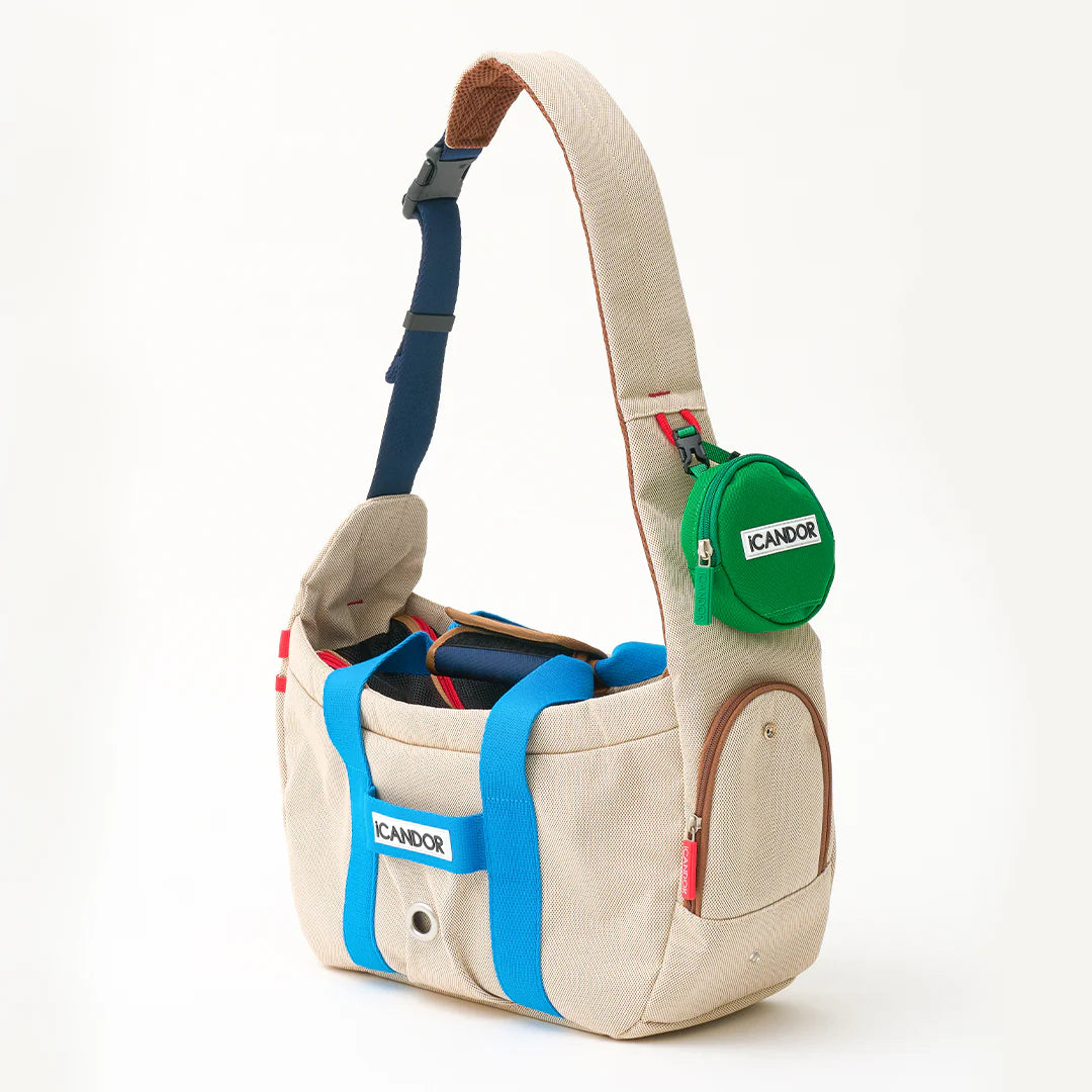 【ICANDOR】PEEK-A-BOO BAG（MELTING CREAM） M iCandor - Peek-a-boo Pet Carrier in Melting Cream | CreatureLand.