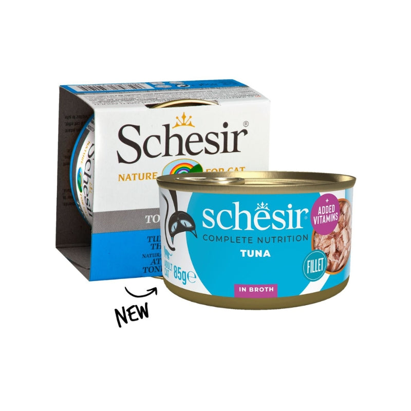 Schesir Tuna in Broth Adult Canned Cat Food (85g)