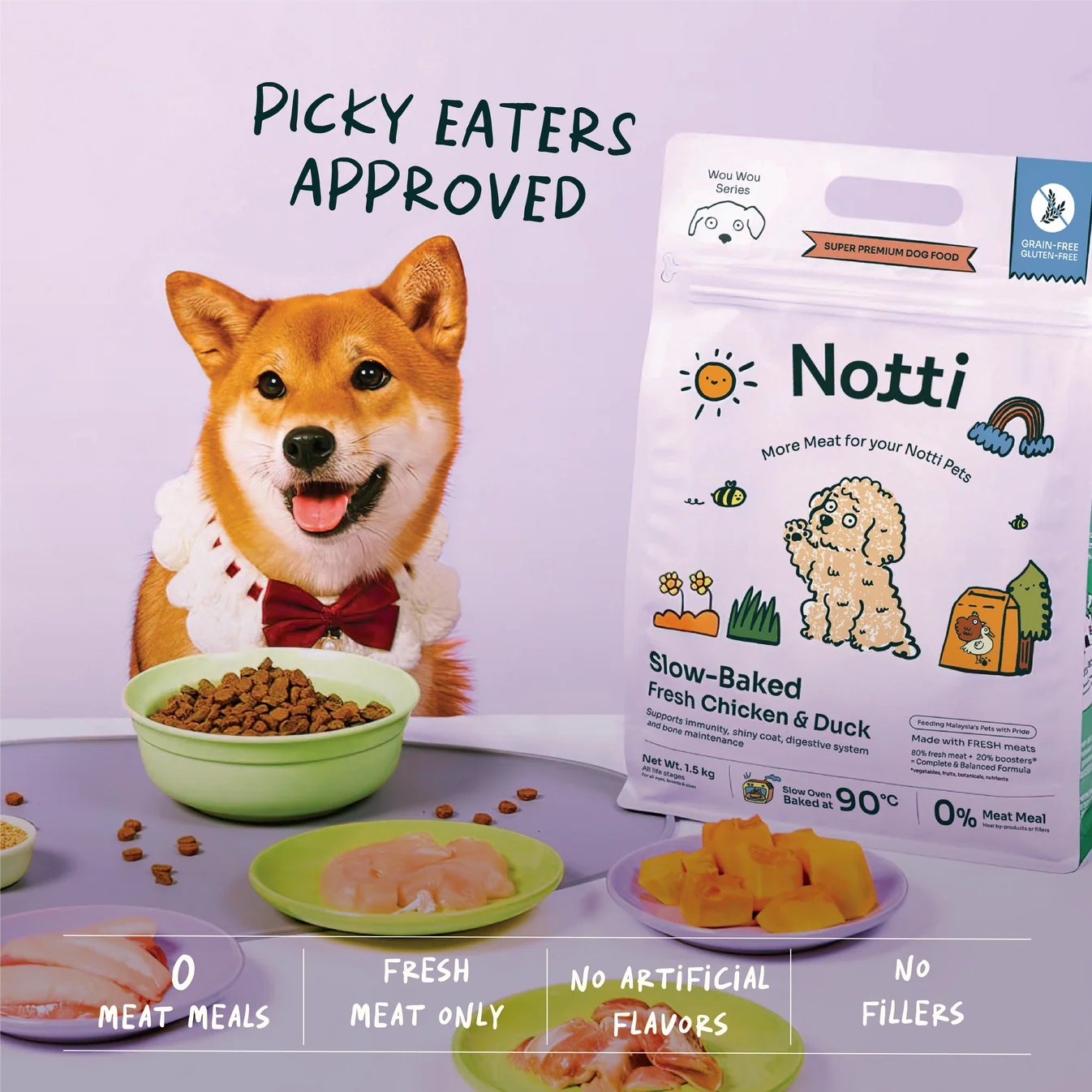 Notti Slow-baked Fresh Chicken & Duck Dog Dry Food (Super Premium)