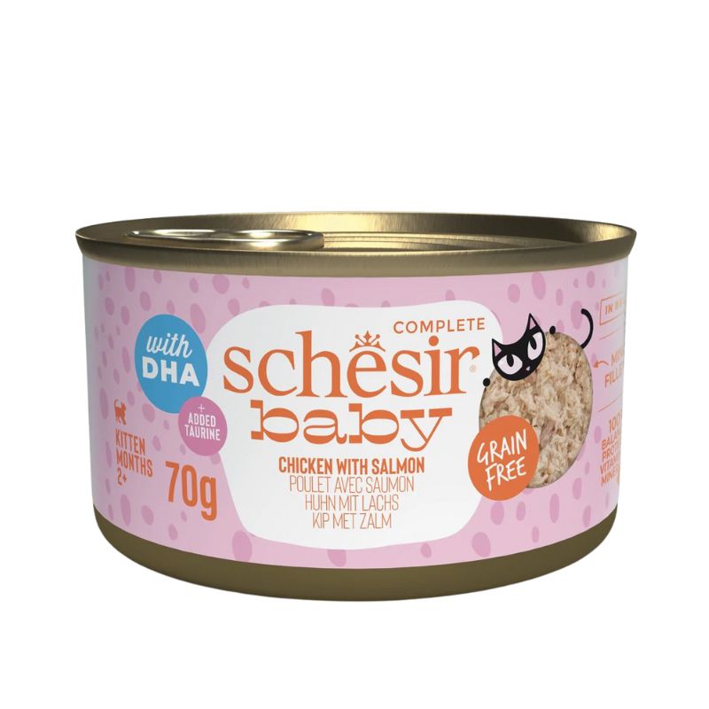 Schesir Baby Chicken With Salmon Grain-Free Kitten Canned Cat Food (70g)