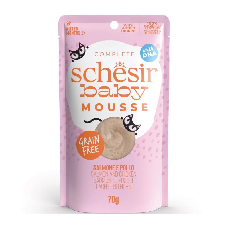 Schesir Baby Mousse Chicken & Salmon Grain-Free Kitten Pouch Cat Food (70g)
