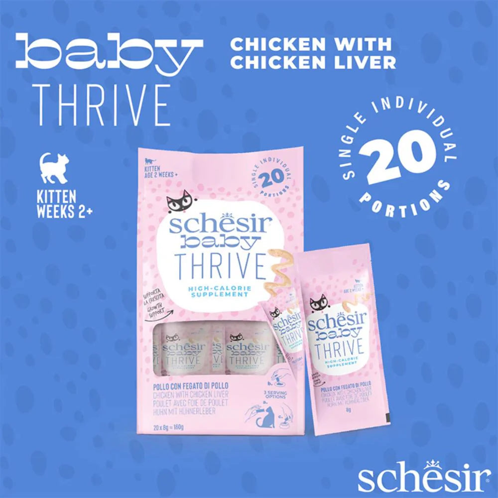Schesir Baby Thrive High Calorie Chicken With Chicken Liver Pouch Supplement Cat Food (160g)