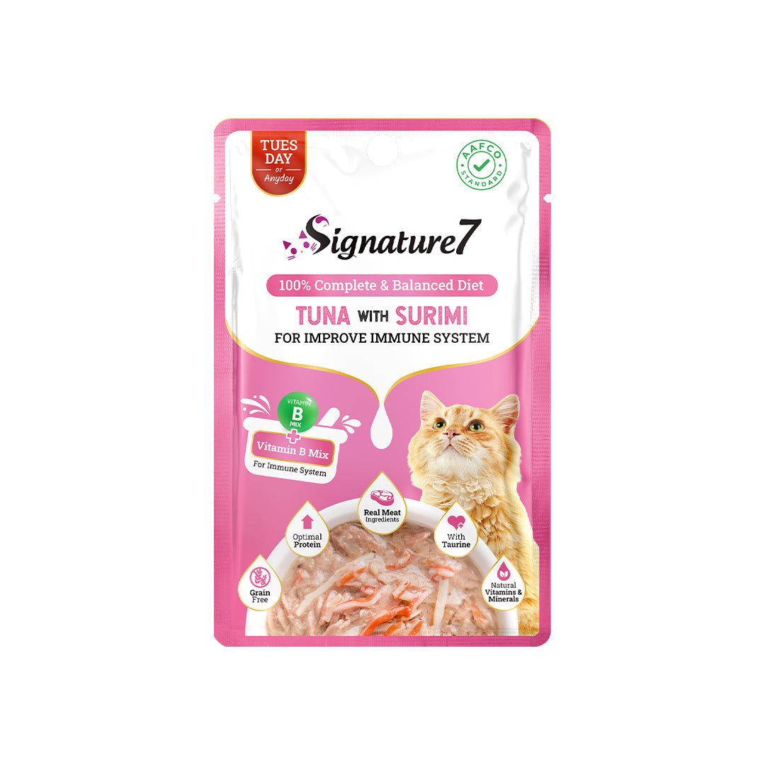 Signature7 Tuna with Surimi in Gravy for Immune System Grain - Free Cat Wet Food Pouch (50g) - CreatureLand
