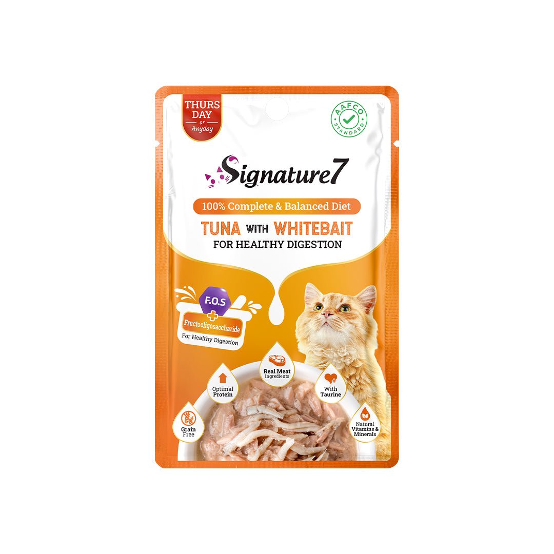 Signature7 Tuna with Whitebait in Gravy for Healthy Digestion Grain - Free Cat Wet Food Pouch (50g) - CreatureLand