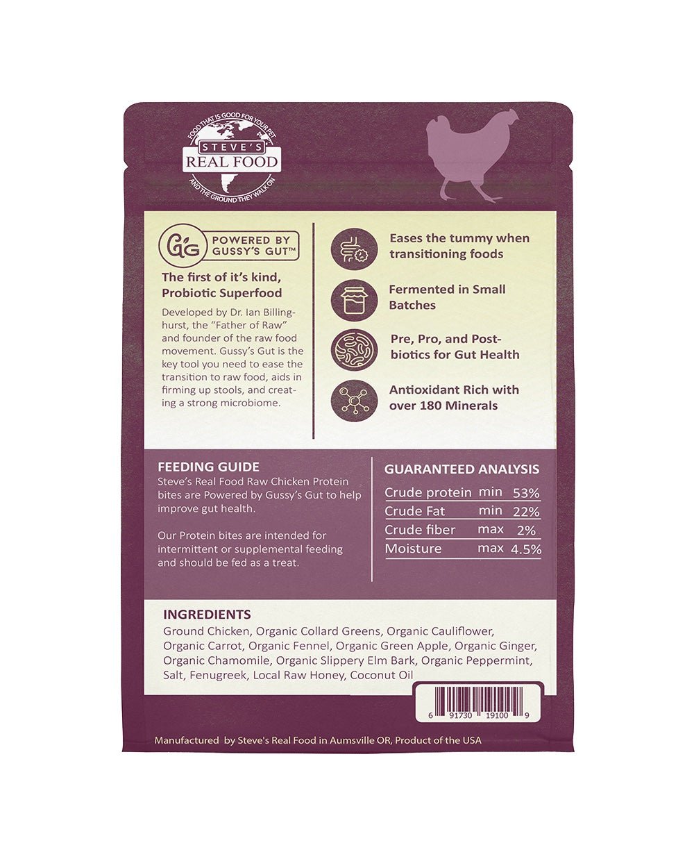 Steve's Real Food Freeze Dried Fermented Protein Bites | Chicken (4oz) - CreatureLand