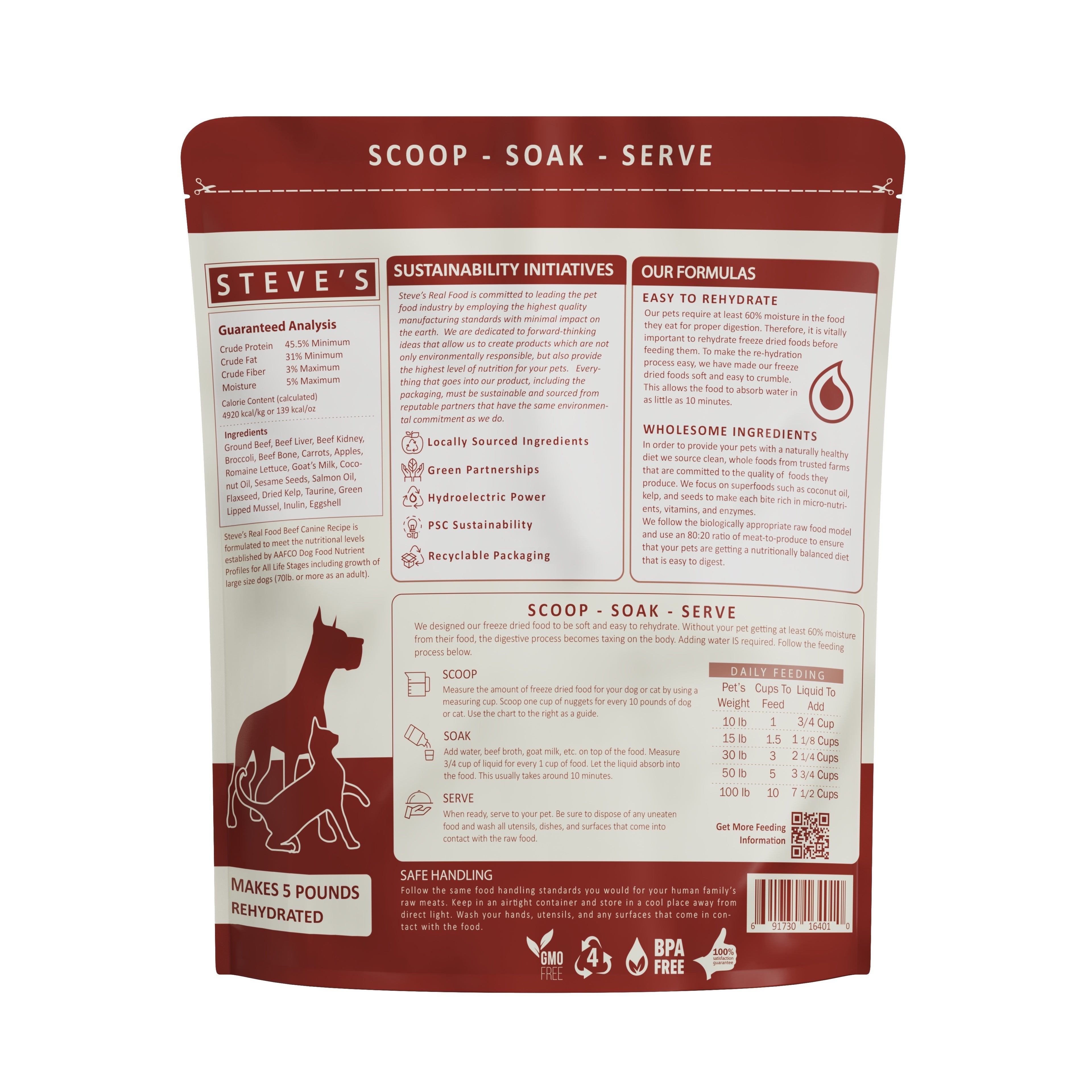 Steve's Real Food Freeze Dried Raw Nuggets | Beef (20oz) - CreatureLand