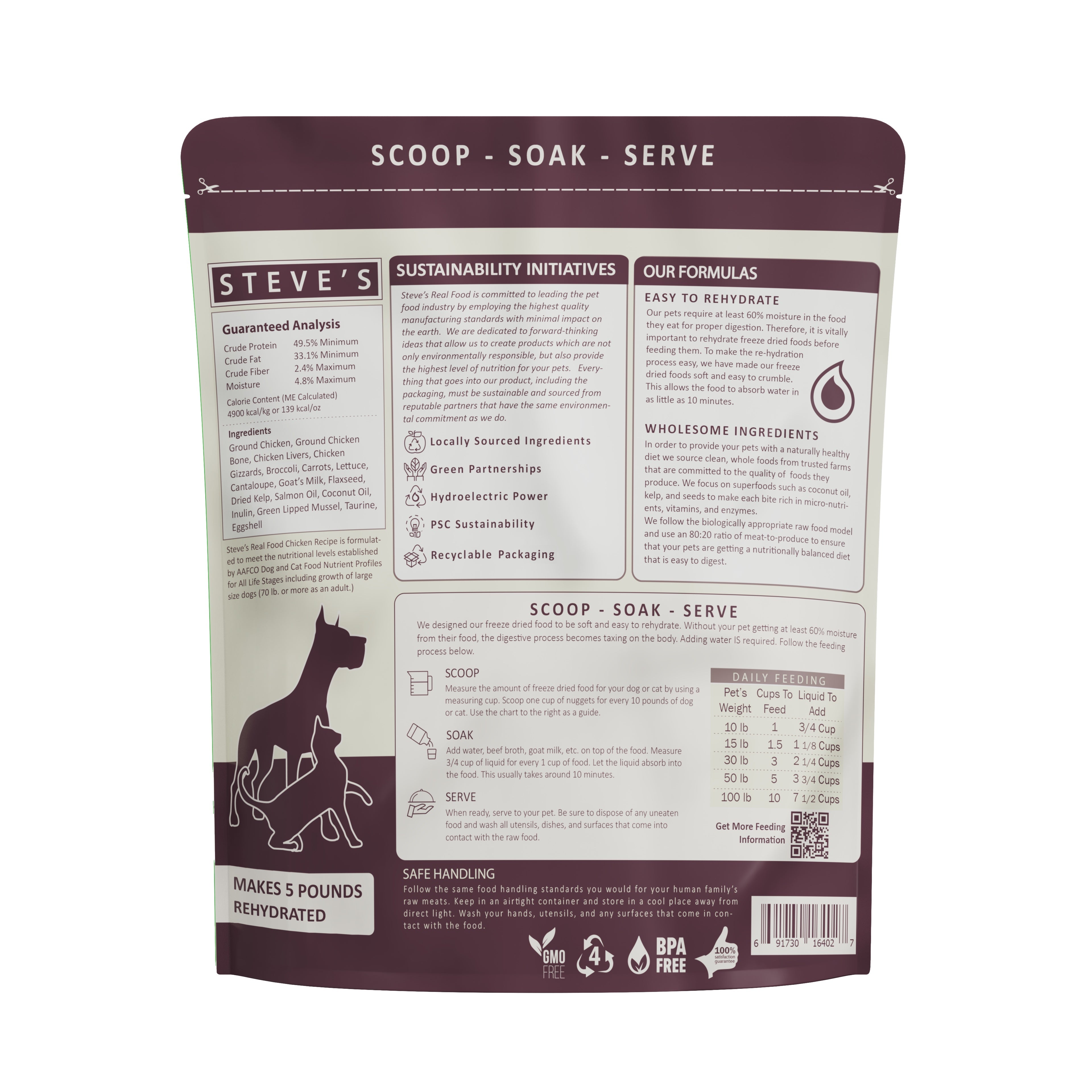 Steve's Real Food Freeze Dried Raw Nuggets | Chicken (20oz) - CreatureLand