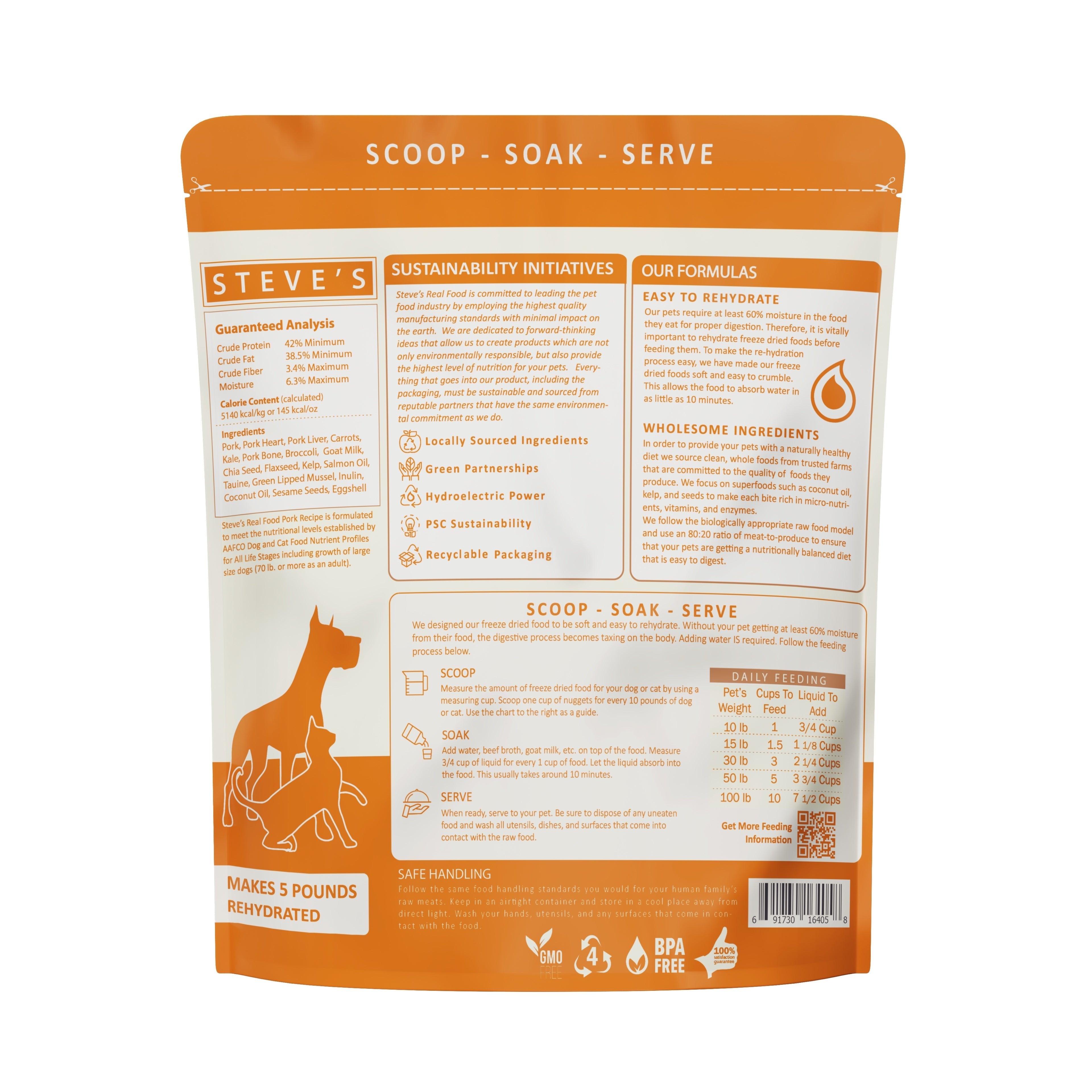 Steve's Real Food Freeze Dried Raw Nuggets | Pork (20oz) - CreatureLand