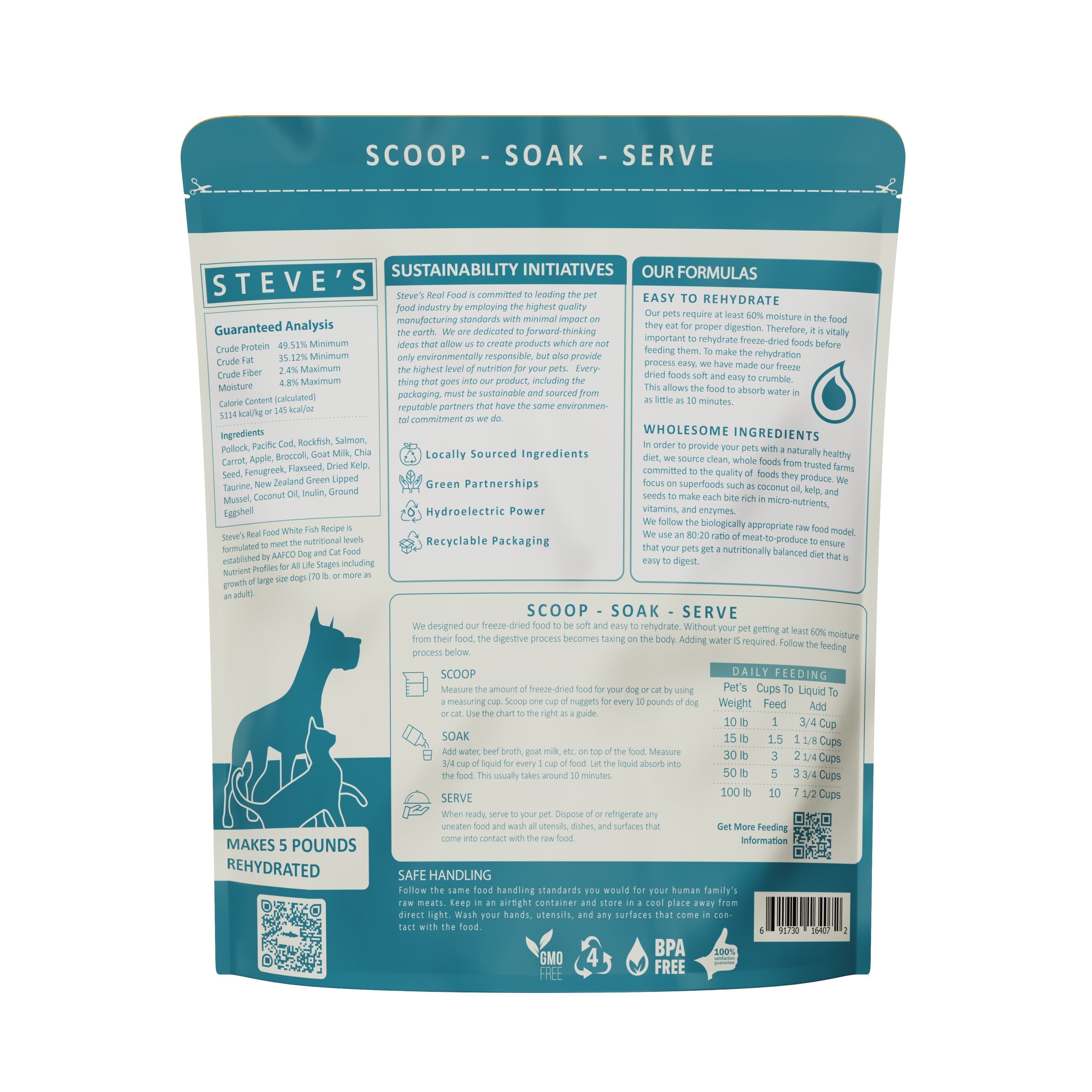 Steve's Real Food Freeze Dried Raw Nuggets | Whitefish (20oz) - CreatureLand