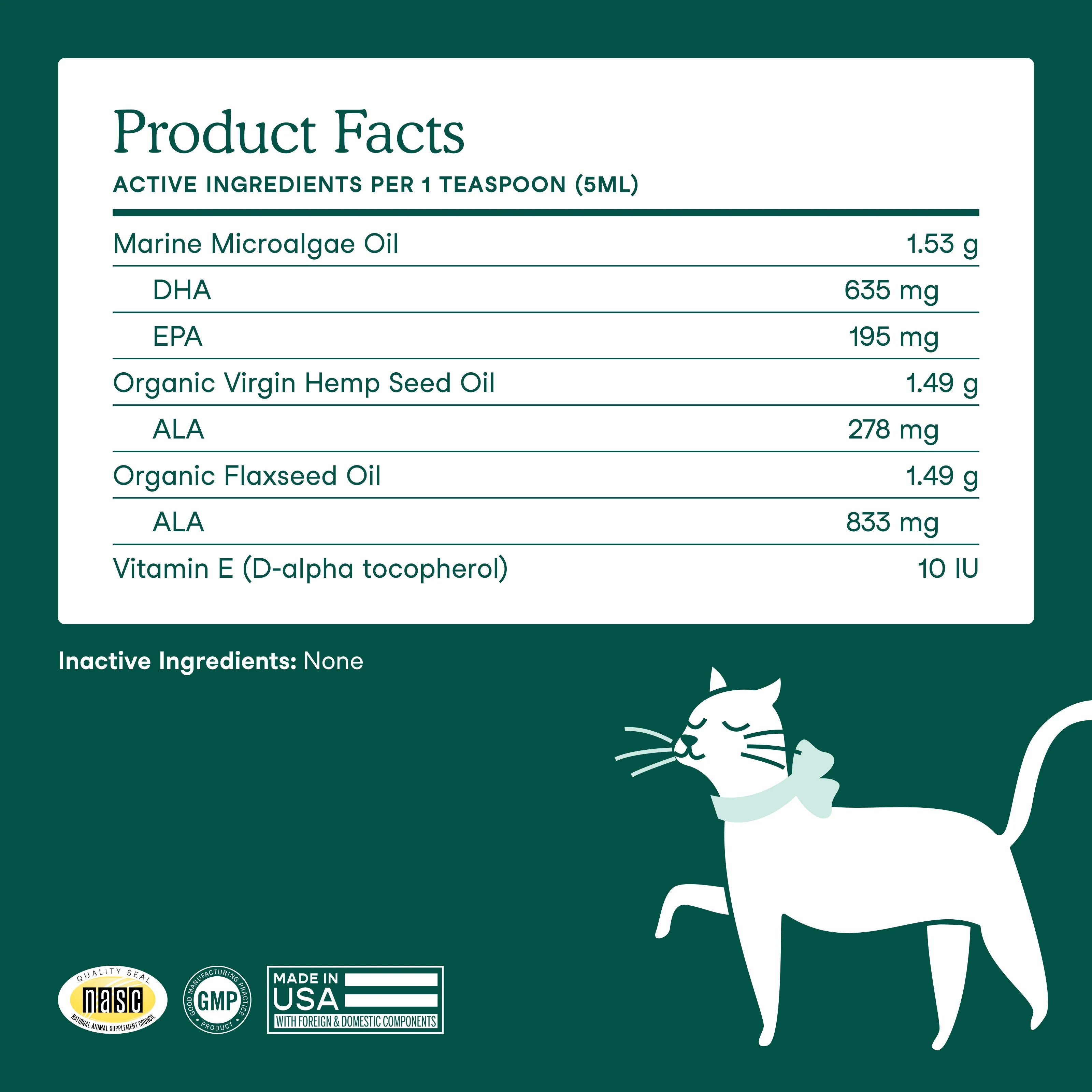 Vegan Omega-3, 6, 9s Algae Oil For Dogs and Cats