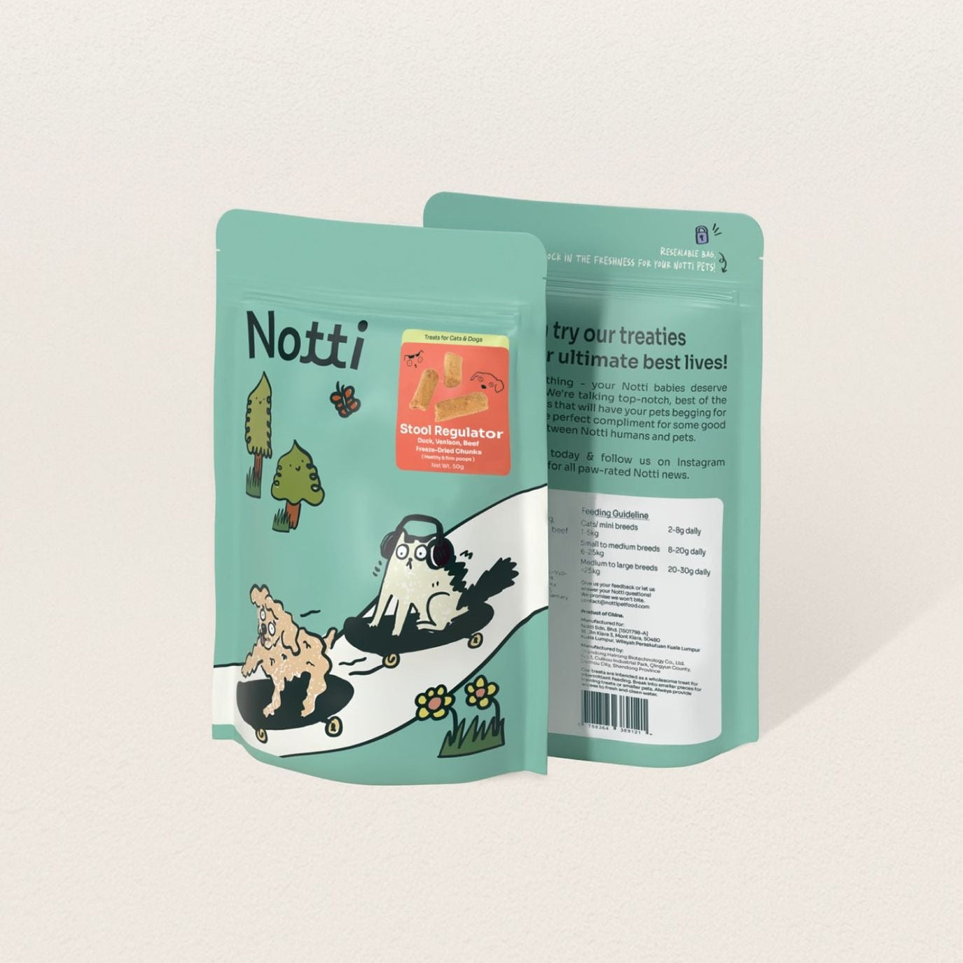 Notti Stool Regulator Duck, Venison, Beef Freeze-Dried Chunks For Dog & Cat (50g)