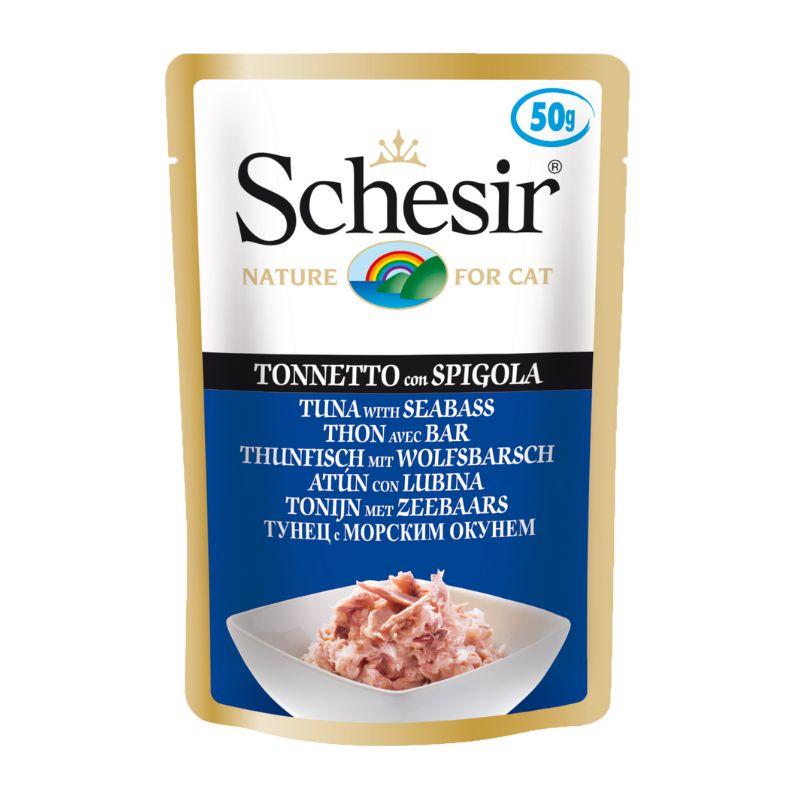 Schesir Tuna With Seabass Adult Pouch Cat Food (50g)