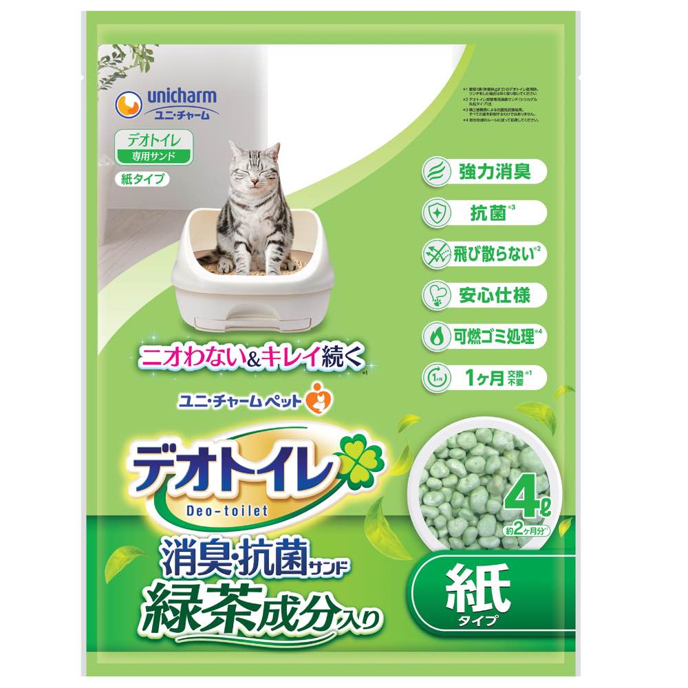 Unicharm Deo-Toilet Green Tea Scent Paper Pellet Refill 4L