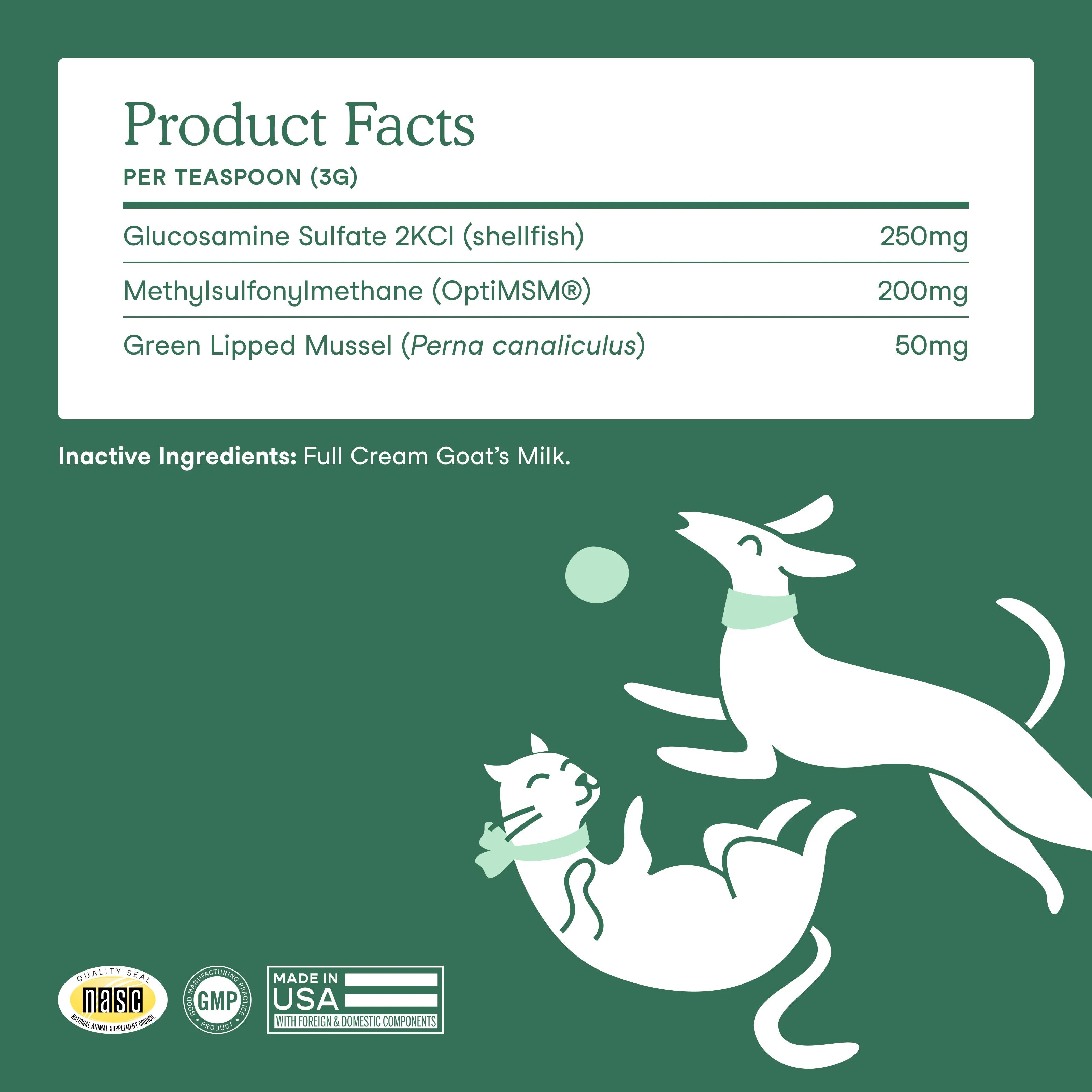 Hip + Joint Milk Topper For Dogs & Cats (180g)