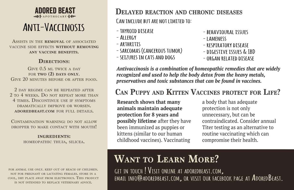 Adored Beast Apothecary Anti-Vaccinosis - CreatureLand
