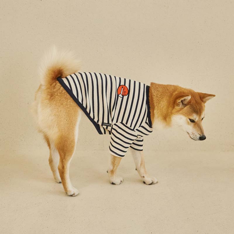 andblank Captain Fox Stripe Sleeve Shirt - Black/White - CreatureLand